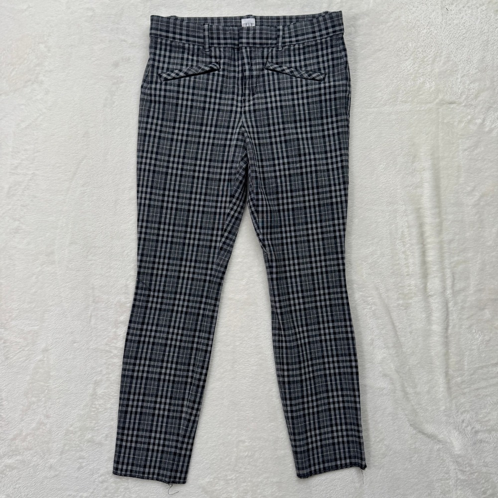 Gap Ankle Pants Womens 4 Grey Black Signature Skinny Plaid Professional Stretch